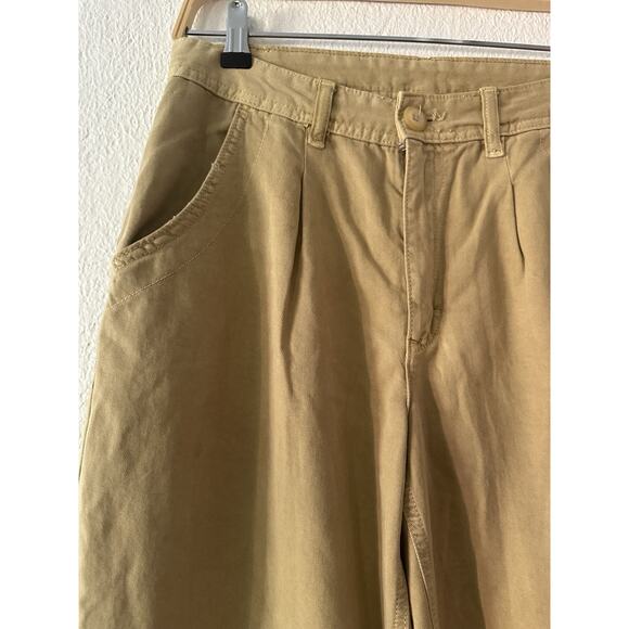 Free People Pants Women 4 Beige Khaki Chino Wide Leg High Rise Trousers Pleated - Picture 5 of 14